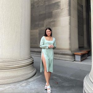 Silk midi dress with slit